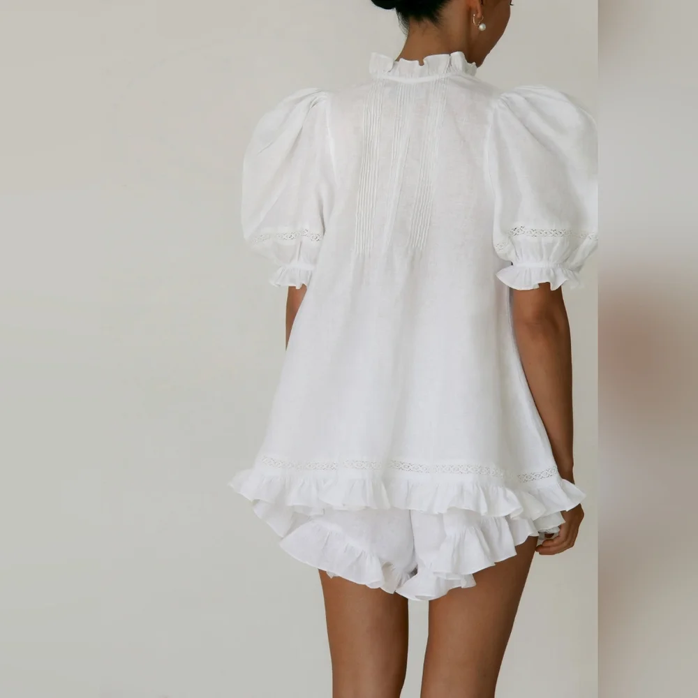 Morton Mac Sanna Pintuck Blouse With Greta  Frill Short - Picture 7 of 14